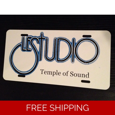 Le Studio License Plates White Black & Blue Logo TOS